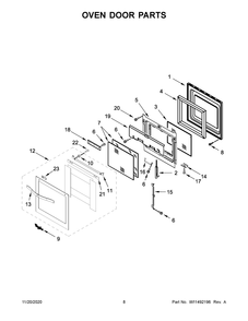 Oven Door Parts Diagram and Parts List for WOS51ES4ES02  Whirlpool Wall Oven