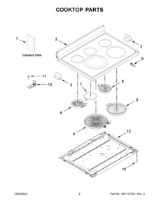 Cooktop Parts Diagram and Parts List for KFEG504KPS4  KitchenAid Range