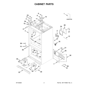 Part Location Diagram of W11735236 Whirlpool Control Board, Electronic
