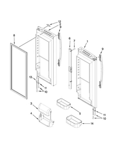 Refrigerator Door Parts Diagram and Parts List for 5GFC20PRAW00  Whirlpool Refrigerator