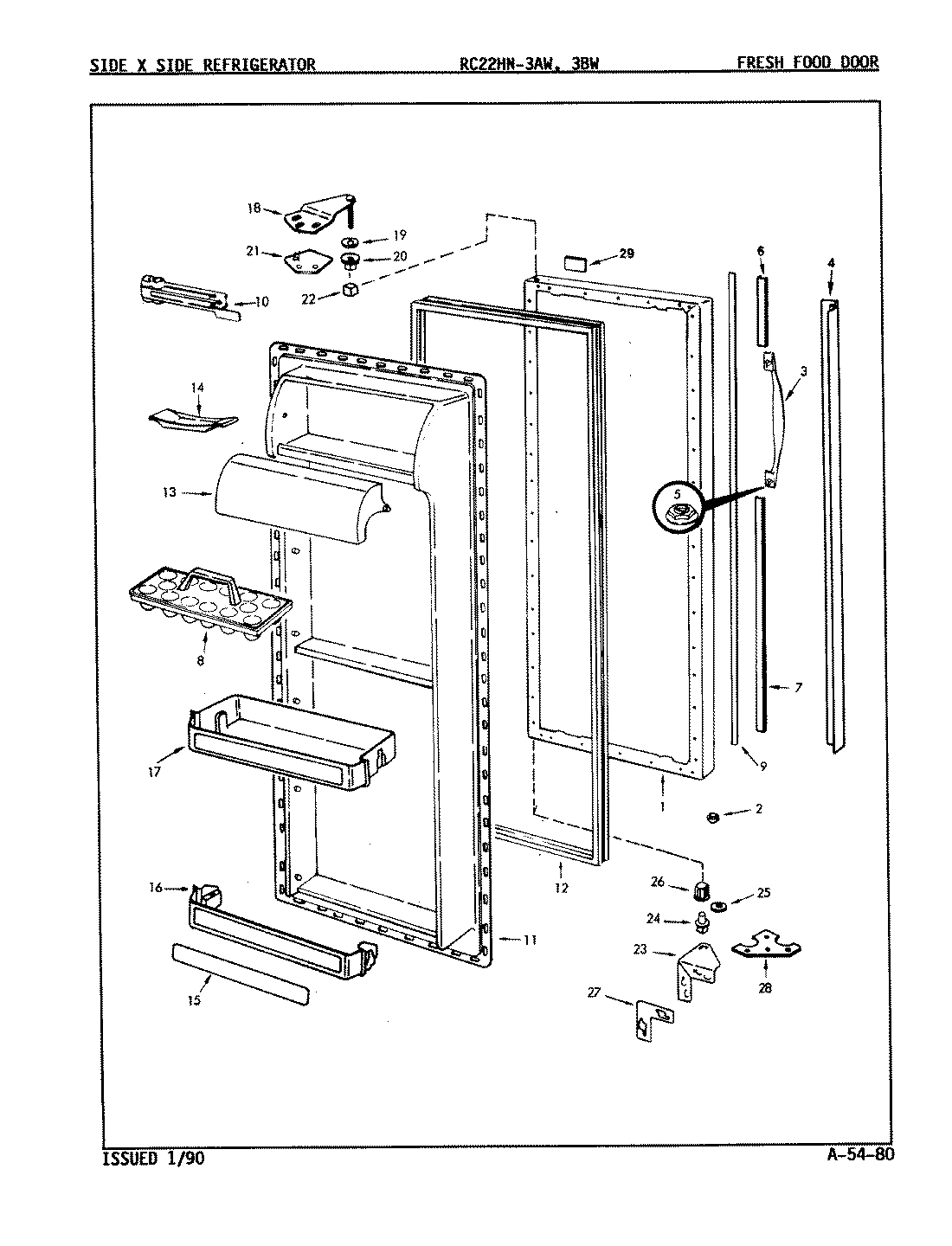 04 - FRESH FOOD DOOR Diagram and Parts List for RC22HA-3AW  Whirlpool Refrigerator