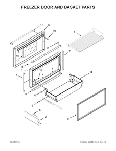 Freezer Door And Basket Parts Diagram and Parts List for KBFN502ESS01  KitchenAid Refrigerator