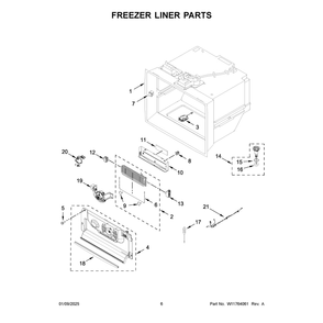 Freezer Liner Parts Diagram and Parts List for KRFC704FBS06  KitchenAid Refrigerator