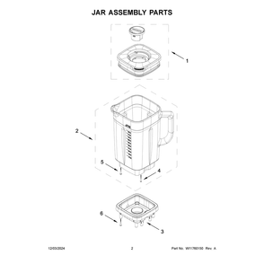 Jar Assembly Parts Diagram and Parts List for 5KSB4026BPP1  KitchenAid Blender
