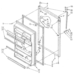 Refrigerator Door Diagram and Parts List for ET20GKXSF01  Whirlpool Refrigerator