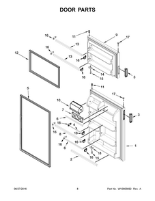 Door Parts Diagram and Parts List for IK8FXNGFDM02  Whirlpool Refrigerator