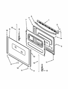 Door Parts Diagram and Parts List for IES350XW3  Whirlpool Range