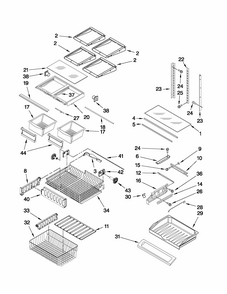 Shelf Parts Diagram and Parts List for 59679533014  Kenmore Refrigerator