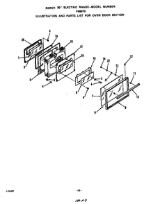 Oven Door Diagram and Parts List for F9807*0  Roper Range