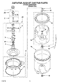 AGITATOR, BASKET AND TUB PARTS Diagram and Parts List for 3XGSC9455JQ3  Whirlpool Washer