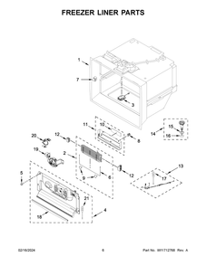 Freezer Liner Parts Diagram and Parts List for WRF954CIHZ05  Whirlpool Refrigerator