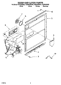 DOOR AND LATCH PARTS Diagram and Parts List for KUDS03FSBL3  KitchenAid Dishwasher