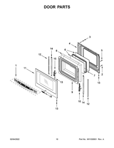 Door Parts Diagram and Parts List for WFG550S0HZ3  Whirlpool Range