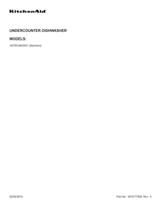 Cover Sheet Diagram and Parts List for KDTE334DSS1  KitchenAid Dishwasher