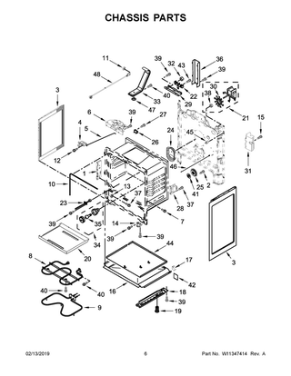 Chassis Parts Diagram and Parts List for YWFE520S0FW2  Whirlpool Range
