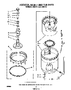 Agitator, Basket And Tub Diagram and Parts List for LT5004XTW1  Whirlpool Washer Dryer Combo