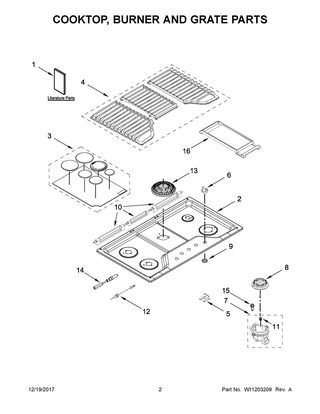 Part Location Diagram of W11204397 Whirlpool COOKTOP