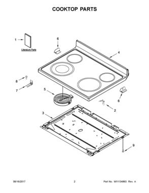 02 - COOKTOP PARTS Diagram and Parts List for YWFE510S0ES1  Whirlpool Range