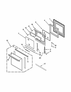 Oven Door Parts Diagram and Parts List for IBS550PWW01  Whirlpool Wall Oven