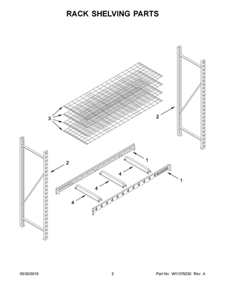 Rack Shelving Parts Diagram and Parts List for GARS774XEG01  Whirlpool Cabinet