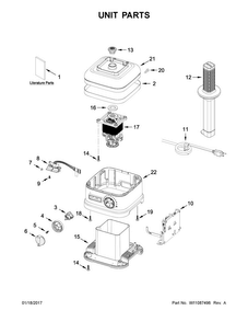 Unit Parts Diagram and Parts List for 5KSB7068BOB0  KitchenAid Blender
