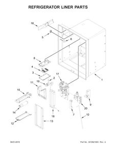 Refrigerator Liner Parts Diagram and Parts List for WRX735SDBH01  Whirlpool Refrigerator