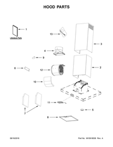 Hood Parts Diagram and Parts List for WVW57UC0FS1  Whirlpool Range Hood