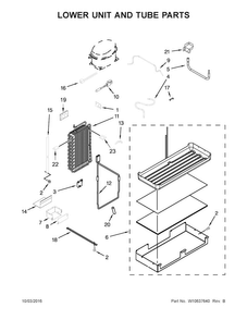 Lower Unit And Tube Parts Diagram and Parts List for KSSC48QVS06  KitchenAid Refrigerator
