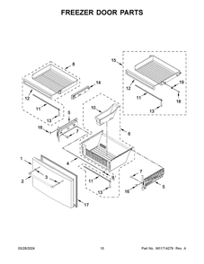 Freezer Door Parts Diagram and Parts List for KRMF536RBS00  KitchenAid Refrigerator
