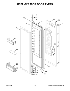09 - Refrigerator Door Parts Diagram and Parts List for JBSS42E22L01  Whirlpool Refrigerator