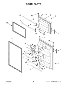 Door Parts Diagram and Parts List for WRT348FMES05  Whirlpool Refrigerator