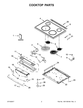 02 - COOKTOP PARTS Diagram and Parts List for YAES6603SFW1  Whirlpool Range