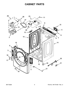 03 - Cabinet Parts Diagram and Parts List for YWED5220RW0  Whirlpool Dryer