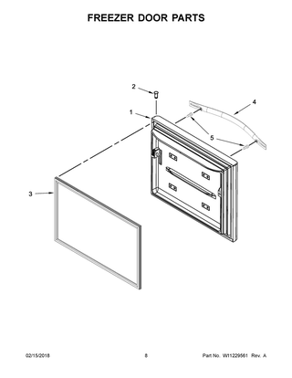 Freezer Door Parts Diagram and Parts List for WRF560SMHZ00  Whirlpool Refrigerator