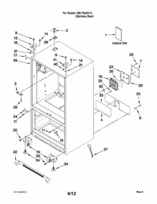 Cabinet Parts Diagram and Parts List for 59679243013  Kenmore Refrigerator