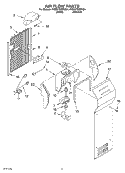 AIR FLOW Diagram and Parts List for 4YED27DQFN04  Whirlpool Refrigerator