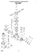 PUMP AND SPRAY ARM Diagram and Parts List for TUD7000Y1  Whirlpool Dishwasher