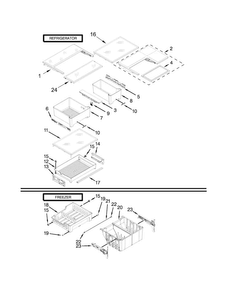 Shelf Parts Diagram and Parts List for KRFF300ESS01  KitchenAid Refrigerator