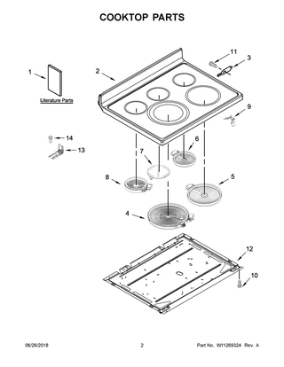 Cooktop Parts Diagram and Parts List for KFEG500ESS3  Whirlpool Range
