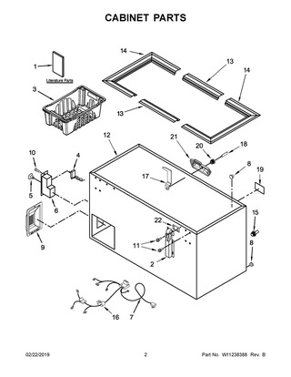 Cabinet Parts Diagram and Parts List for WZC3115DW01  Whirlpool Freezer