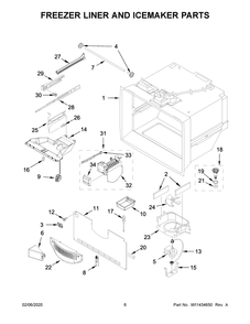 Freezer Liner And Icemaker Parts Diagram and Parts List for WRF532SMHZ03  Whirlpool Refrigerator
