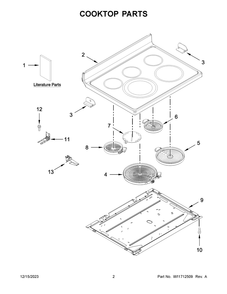 Cooktop Parts Diagram and Parts List for YKFEG500EWH8  KitchenAid Range
