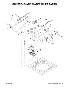 Controls And Water Inlet Parts Diagram and Parts List for ITW4771EW0  Inglis Washer