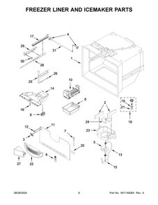 04 - Freezer Liner And Icemaker Parts Diagram and Parts List for WRFF3036RB00  Whirlpool Refrigerator