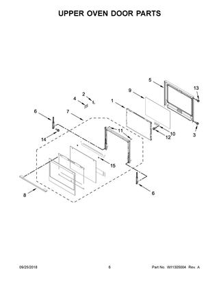 Upper Oven Door Parts Diagram and Parts List for WODA7EC0HN01  Whirlpool Wall Oven