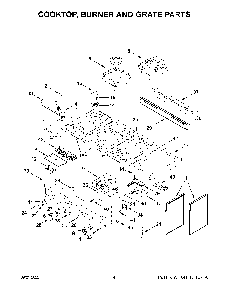 Cooktop, Burner And Grate Parts Diagram and Parts List for KFGC558JMB05  KitchenAid Range