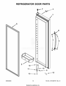 Refrigerator Door Parts Diagram and Parts List for WRS588FIHB04  Whirlpool Refrigerator