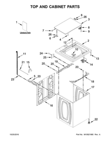 Top And Cabinet Parts Diagram and Parts List for ITW4871FW1  Inglis Washer
