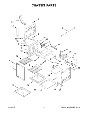 04 - CHASSIS PARTS Diagram and Parts List for YKFEG510ESS1  Whirlpool Range