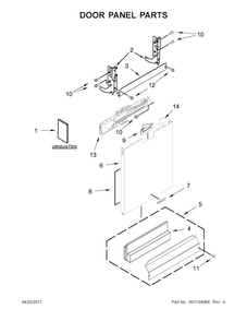 Door And Panel Parts Diagram and Parts List for KDFE104DWH5  KitchenAid Dishwasher